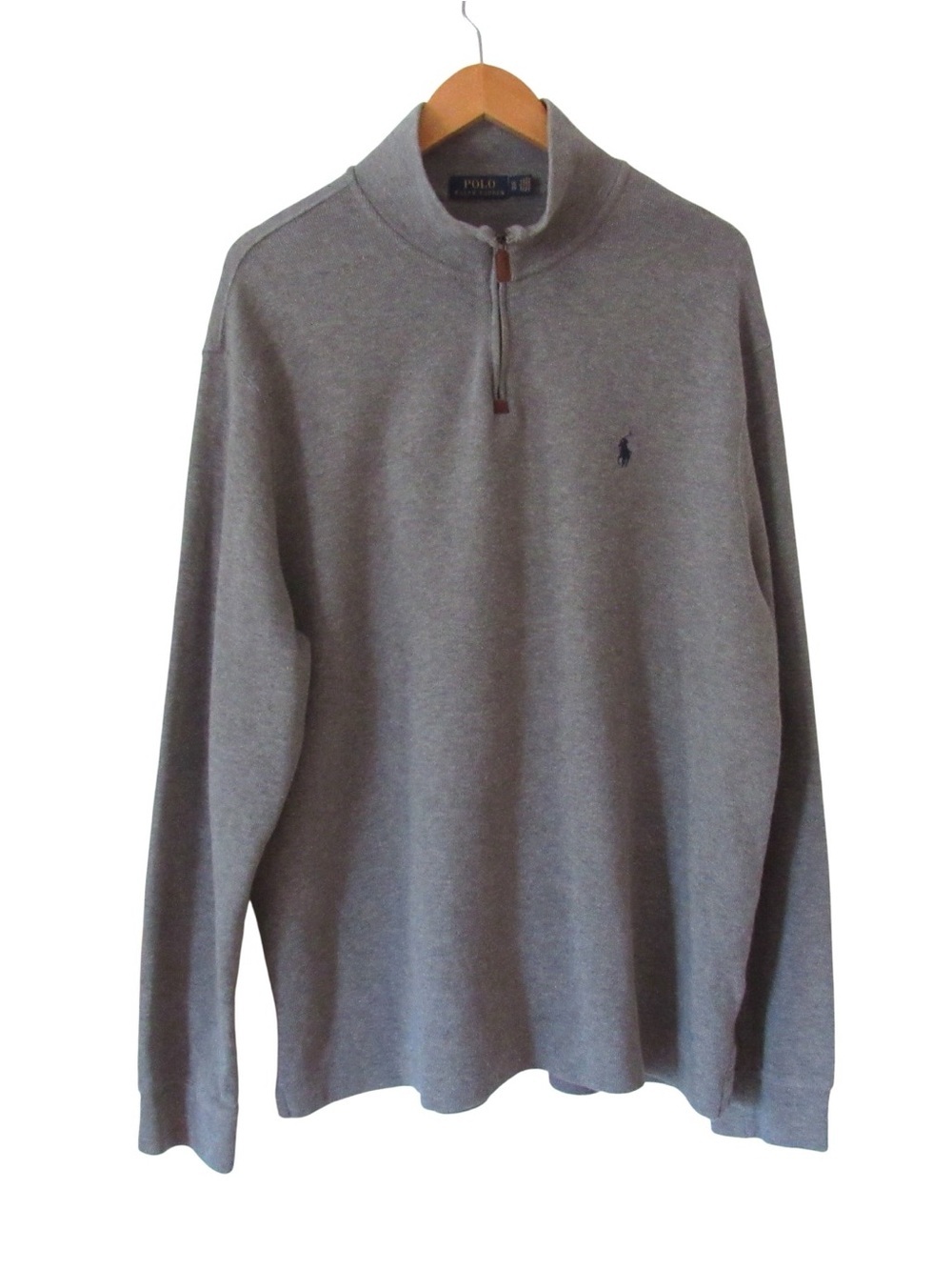 Polo Ralph Lauren Mens Quarter Zip Pullover Sweater XL Gray Cotton Classic